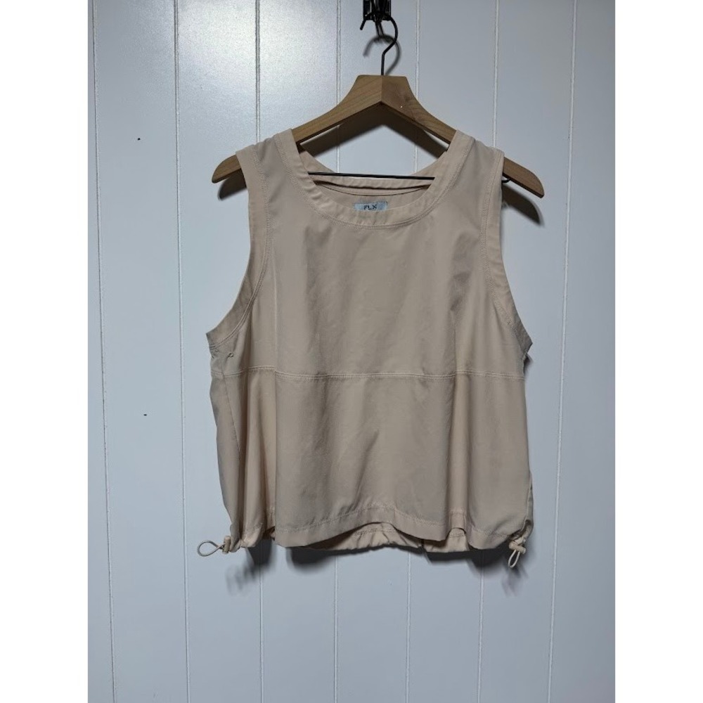 FLX Womens‎ Tank Top Size L Light Pink Sleeveless Drawstring Waist Athleisure
